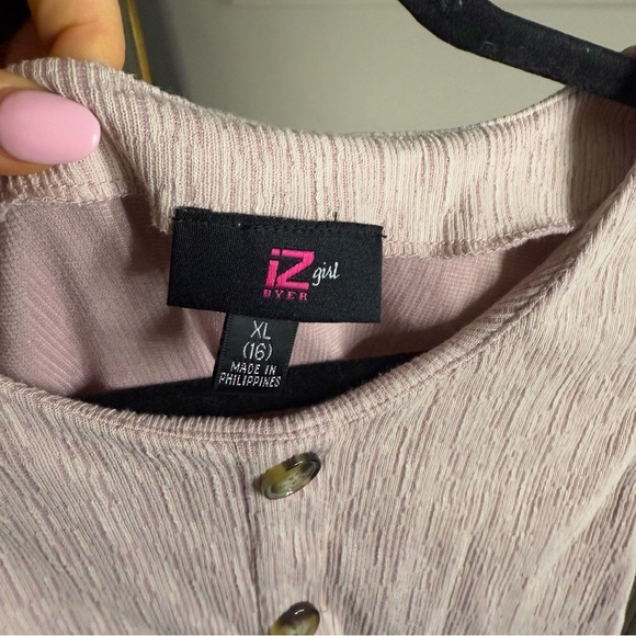 iZ Byer Girls Pink Dress Brown Buttons - Picture 3 of 5